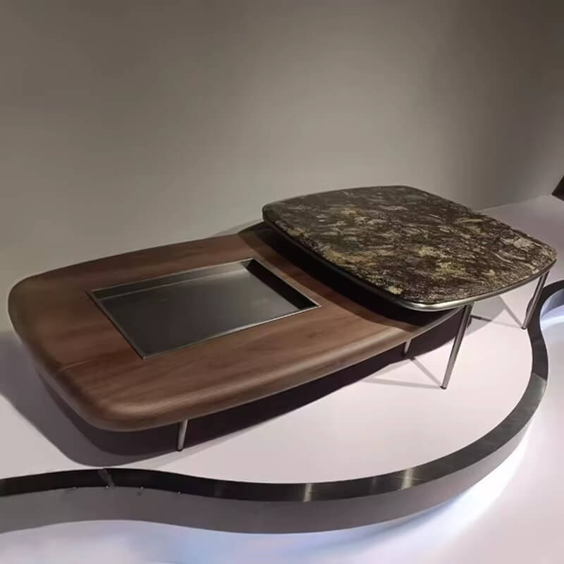 set masute cafea marmura si nuc